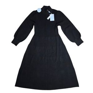 Hill House The Persephone Black‎ Ribbed Sweater Knit Midi Dress Size XL New